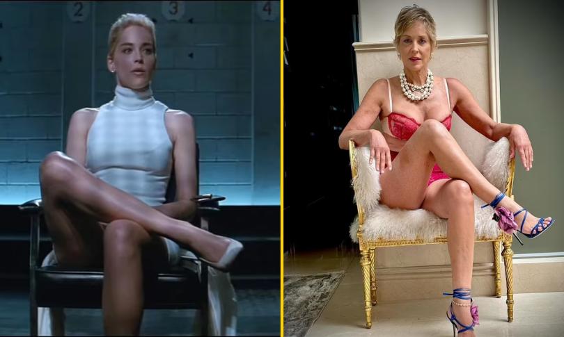 Шэрон Стоун воссоздает свою культовую сцену из «Основного инстинкта»