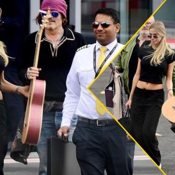 Джонни Депп в аэропорту вместе с загадочной русской блондинкой