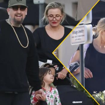 Кэмерон Диас с детьми и любимым на прогулке