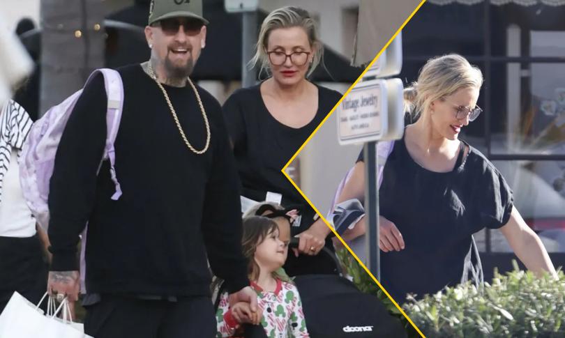 Кэмерон Диаз с детьми и любимым на прогулке