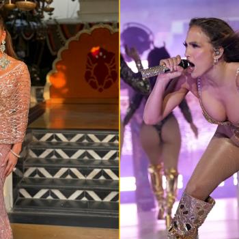 Дженнифер Лопес, разбогатела на 2 МИЛЛИОНА долларов, надела сари и продемонстрировала свое декольте на свадьбе миллионера