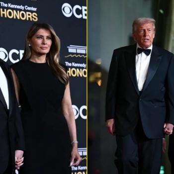 Дональд Трамп под руку с женой. На этот раз Мелания Трамп приняла его ухаживания