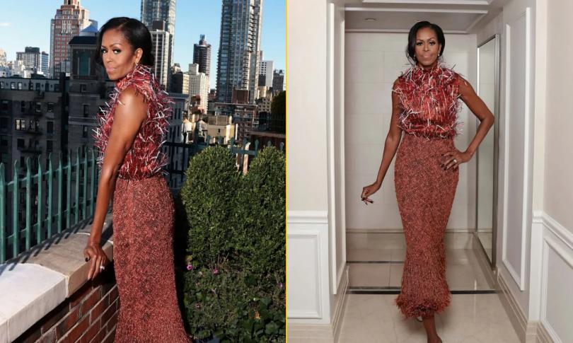 Похудевшая Мишель Обама в платье от Chanel