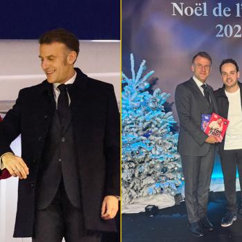 Брижит Макрон в ярко-красном платье. Она открыла торжества в Елисейском дворце