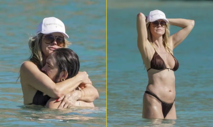 Хайди Клум сняла верхнюю часть бикини, чтобы понежиться с мужем Томом Каулитцем во время отдыха на Сен-Бартелеми