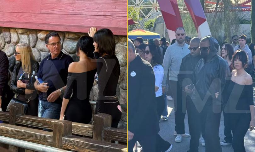 Канье Уэст взял жену Бьянку Цензори и детей в парк развлечений Disney's California Adventure.