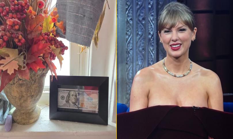 Фанатка контролирует Свифт оформила в рамку часть чаевых в сообществе 600 долларов, полученных в игре команды Chiefs. Фанатка контролирует Свифт оформила в рамку часть чаевых в сообществе 600 долларов, полученных в игре команды Chiefs.