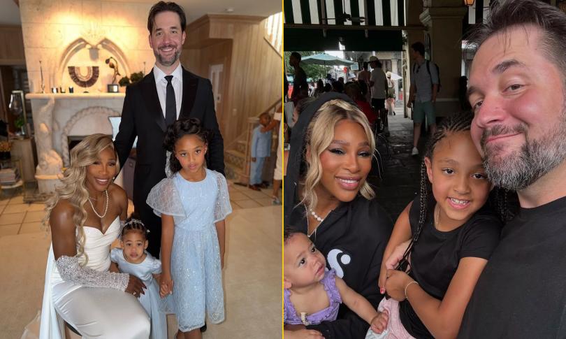 Серена Уильямс и Алексис Оханян со своими детьми.