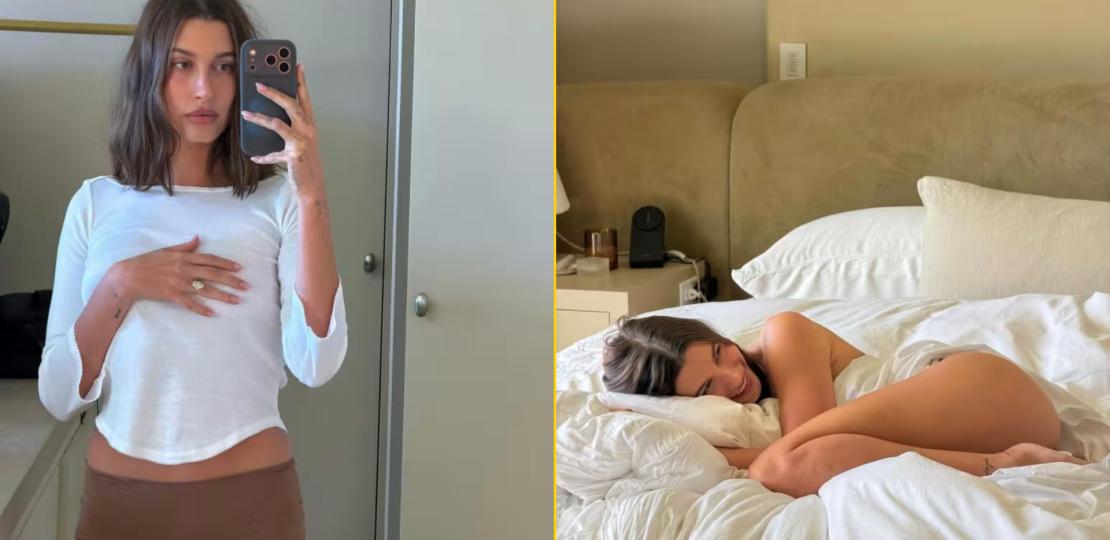 Хейли Бибер устроила «постельный» показ:простыни, селфи и кухня цвета масла