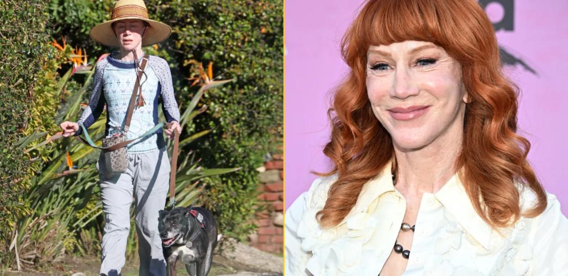 Кэти Гриффин без макияжа на прогулки с собакой